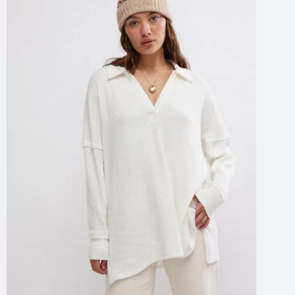 new FREE PEOPLE We The Free Travis Polo/Ivory 252 - Picture 2 of 12
